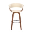 thumbnail image 2 of 30 Inch Swivel Faux Leather Barstool with Curved Open Back, Brown- Saltoro Sherpi, 2 of 5