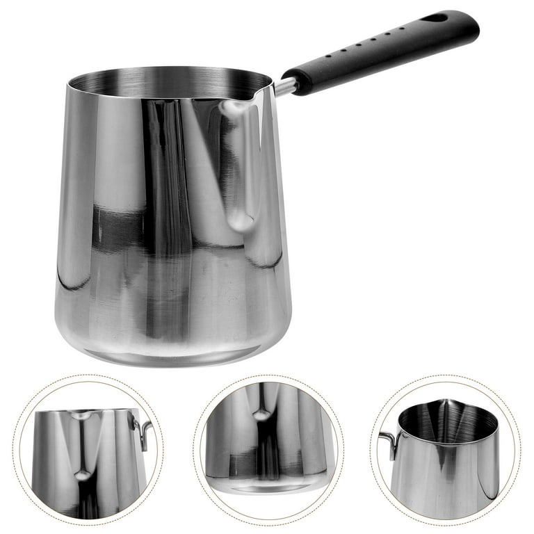 Scale Design Oil Pot Small Milk Pot Stainless Steel Saucepan with Handle  Deepen Pouring Oil Pot