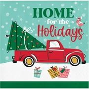 Creative Converting Christmas Cars Home for the Holidays Paper Cocktail Napkins, 48 ct