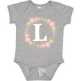 thumbnail image 3 of Inktastic Monogram Letter L Rose Floral Wreath Girls Baby Bodysuit, 3 of 5