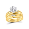 thumbnail image 2 of 10kt Yellow Gold His Hers Round Diamond Cluster Matching Wedding Set 3/8 Cttw, 2 of 4
