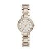 Fossil Ladies' Virginia Three-Hand Pastel Pink Stainless Steel Watch (ES4482) and Fossil Ladies' Heart Gold-Tone Stainless Steel Studs (JF03215710) bundle.