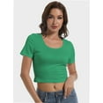 thumbnail image 6 of Women's Scoop Neck Short Sleeve Crop Tops Slim Fit T-Shirts, 6 of 6