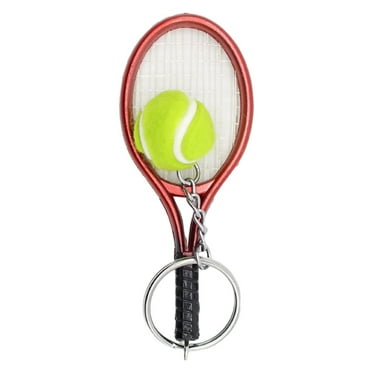 Farfi Realistic Key Chain Convenient Metal Three-dimensional Tennis Racket Key Organizer for Gifts (Red)