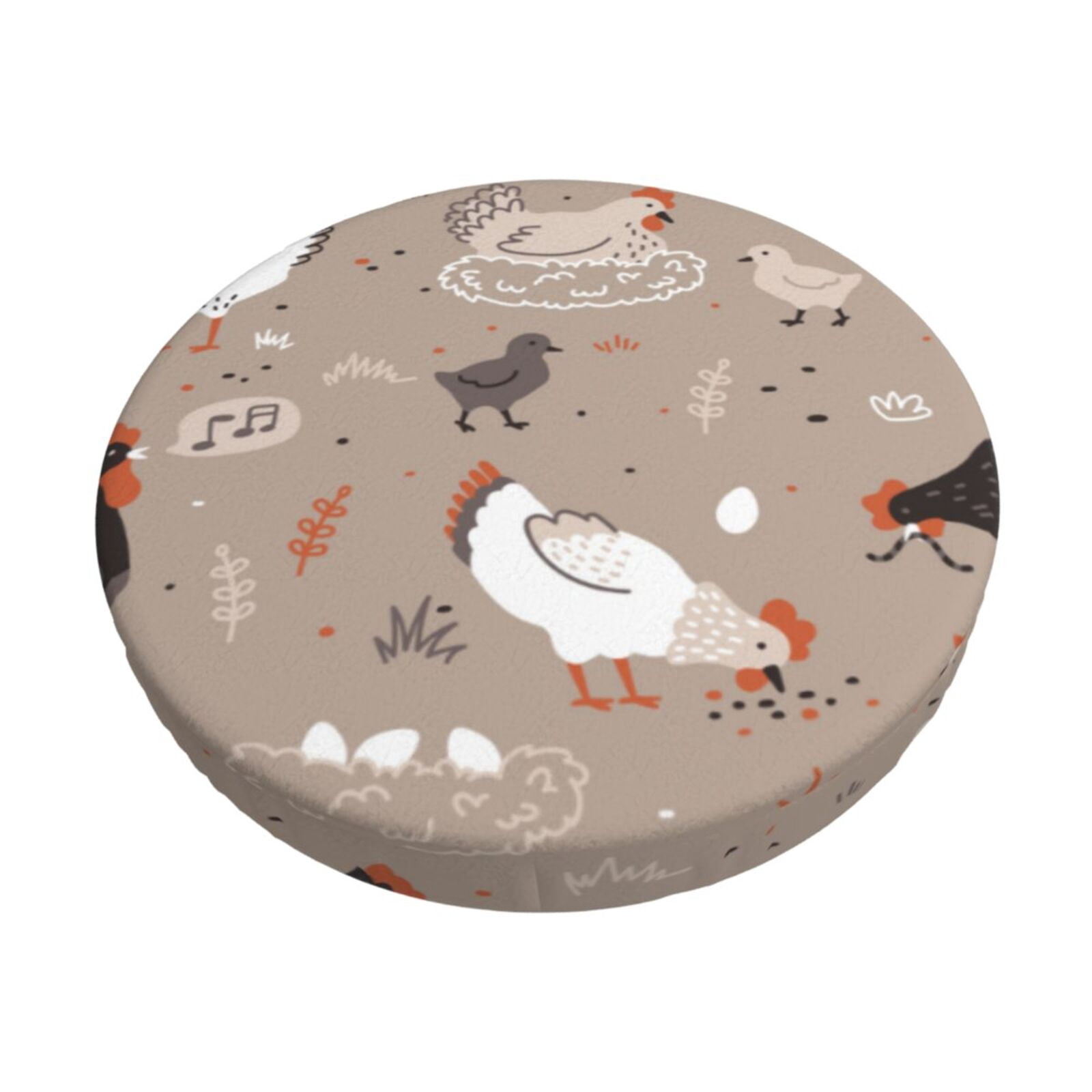 Easygdp Chicken Print Easy To Install Bar Stool Covers&Stool Covers Round&Elastic Stool Cover, Barstool Covers,Washable&Bottom With Elastic Edge-14 inch