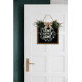 thumbnail image 4 of Eveokoki Home Sweet Home Wreaths Decor Sign Front Door, Round Wood Hanging Sign with Ribbon Bow and Artificial Green Leaves, Farmhouse Porch Decorations for Home 12", 4 of 5