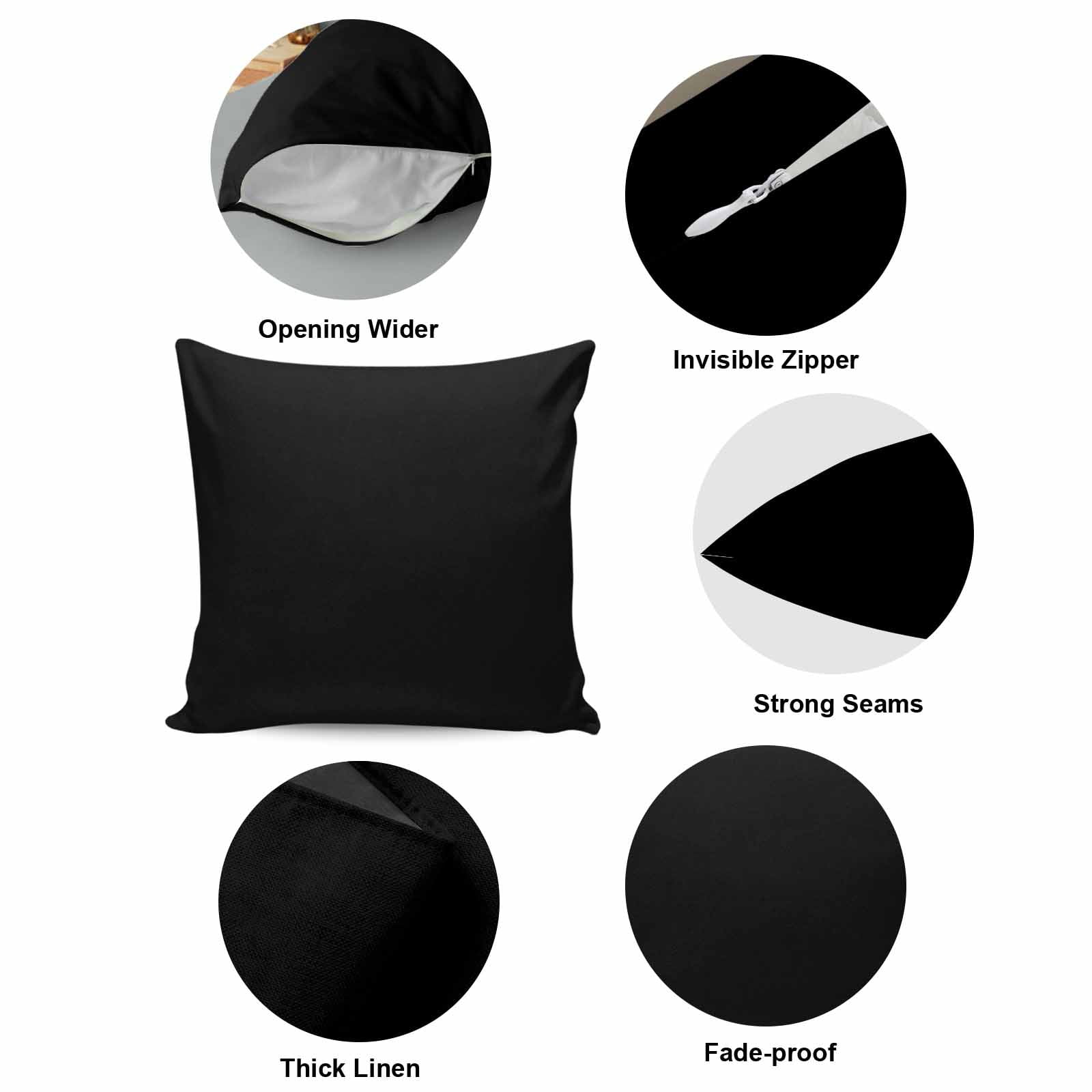 Black Pillow Covers 24x24 Inch, Farmhouse Solid Black Color Modern Art Linen Pillowcase with Invisible Zipper, Decorative Throw Pillow Covers Cushion Case for Couch Sofa Bed Living Room