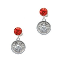 Delight Jewelry Silvertone Ladybug - Round Seal Red Crystal Clip on Earrings
