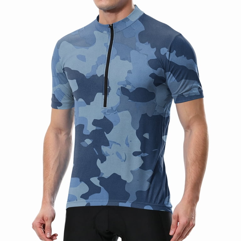 LNZGNM Mens Cycling Jersey Quarter Zip Short Sleeve Athletic