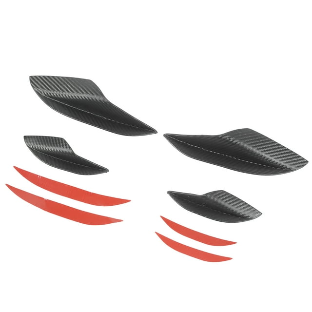 Bumper Spoiler Lip, 4 Pcs Colorfast Bumper Fin Rubber Easy Installation For Car Carbon Fiber,Glossy Black
