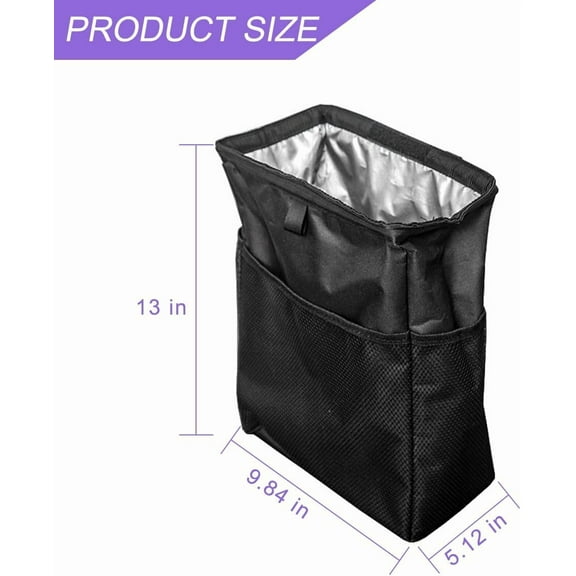 Hanging Car Trash Can with Storage Pockets, Waterproof Leakproof Garbage Bag, Multi-Use Organizer for Outdoor Traveling, Foldable Trash Bin for Truck, SUV, Car