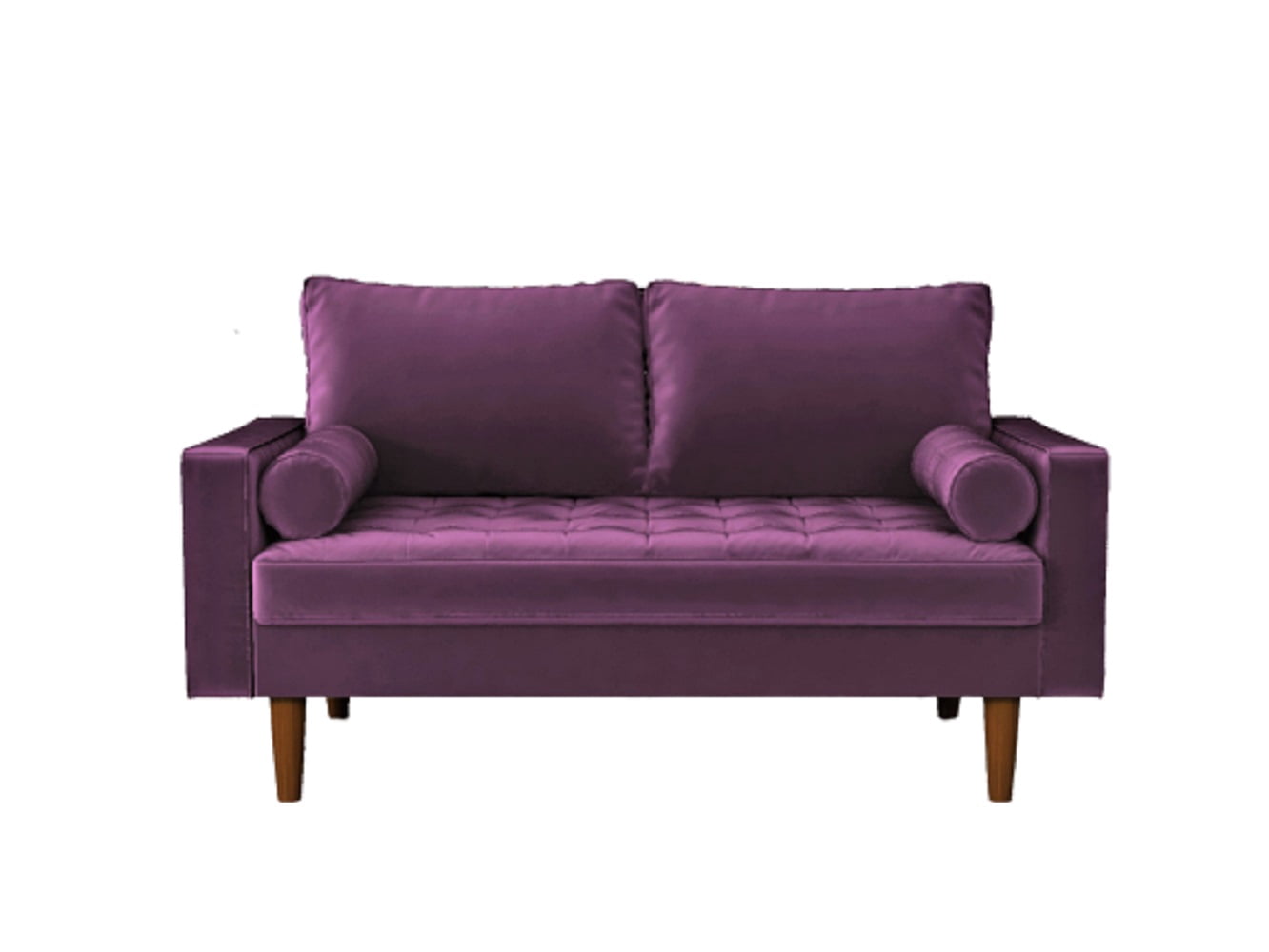 US Pride Furniture Mac Velvet 58'' Square Arm Loveseat, Eggplant