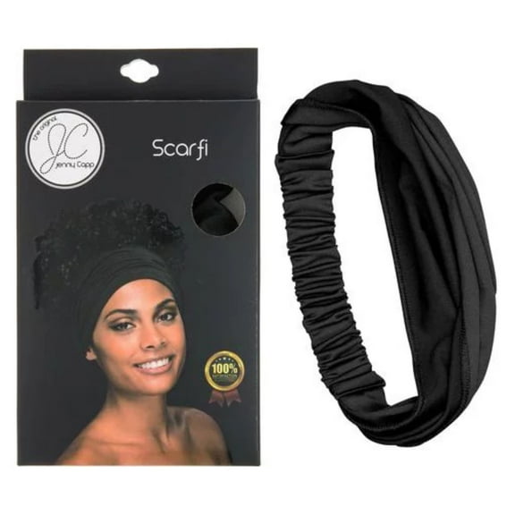 Jenny Capp Soft Cotton-Silk Black Hair Scarfi - Multipurpose Shower Cap Scarfi Headband for Women