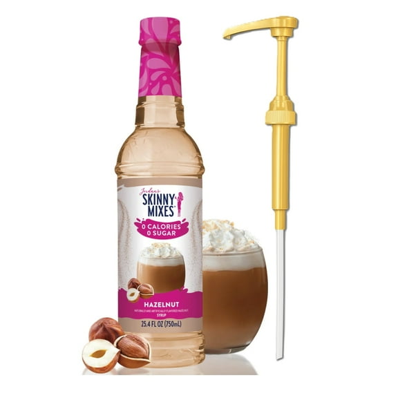 Jordan's Skinny Mixes Hazelnut Syrup, Sugar Free,25.4 fl oz Bottle Gold Pump