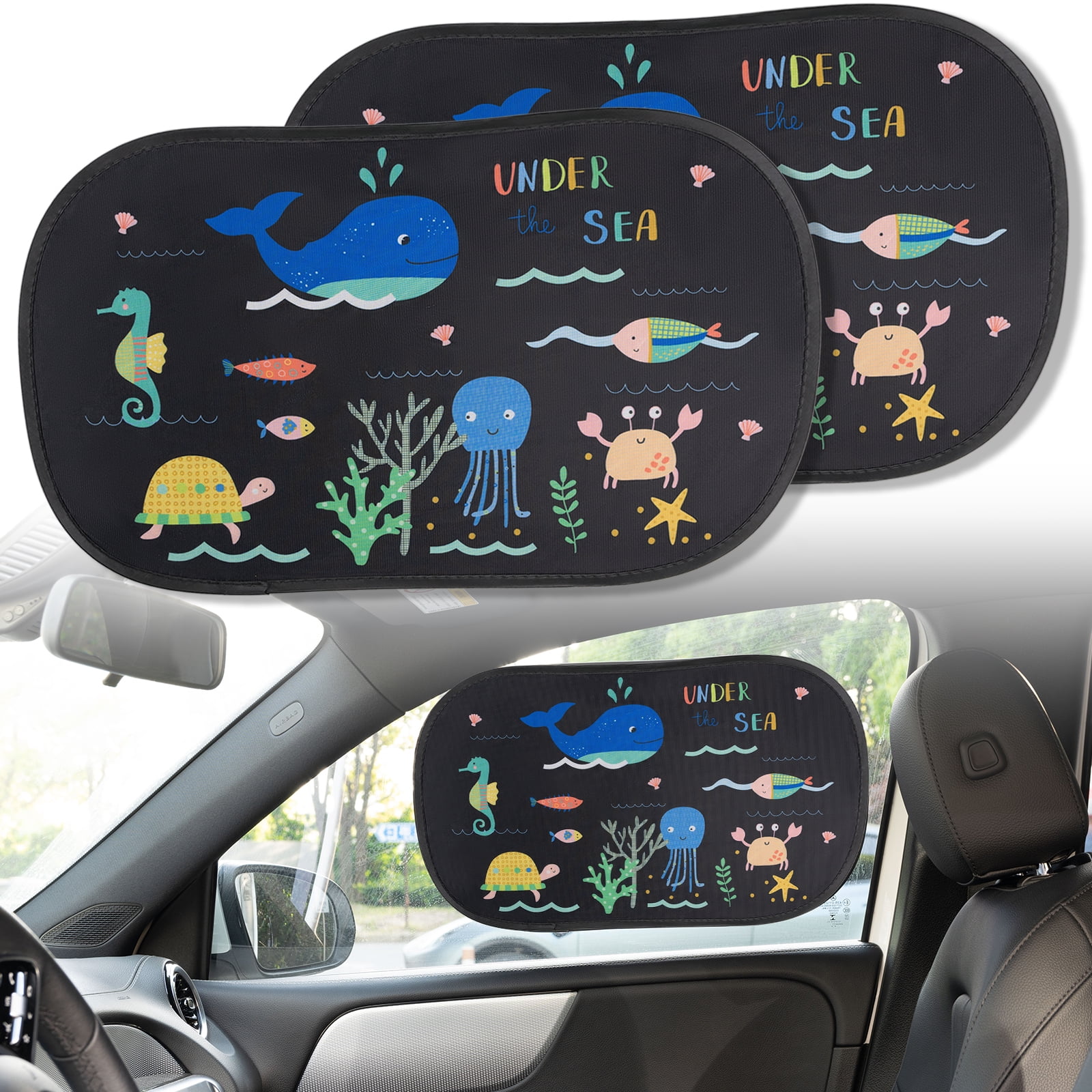2pcs Car Window Sun Shade Cover Baby Kids Sunshade Cute Patterns UV Ray