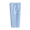 thumbnail image 7 of cfhntfmh Mens Capri Pants Casual Lightweight Elastic Waist Cargos Drawstring Beach Yoga Pants with Pockets (Light Blue,3X-Large), 7 of 7