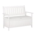 thumbnail image 4 of CorLiving Miramar Hardwood Outdoor Storage Bench with Slatted Back and Armrests, White, 4 of 10