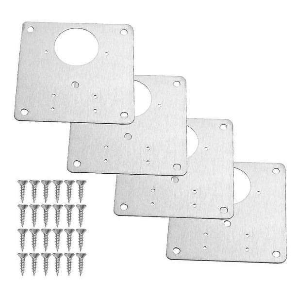 Kit de reparación de bisagras de gabinete de 4 piezas con orificio, placa de fijación de bisagra de acero inoxidable