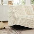 thumbnail image 4 of 49" Oversized Single Sofa Chair, Corduroy Armchair with Big Back Cushion and 2 Big Toss Pillows, Upholstered Deep Seat Couch Sofa Chairs for Living Room Bedroom (Cream, 1 Seat), 4 of 9