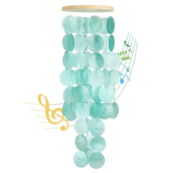 Sinkoo Wind Chimes for Outside - Handcrafted Turquoise Capiz Shells Windchime Coastal Style Decor for Indoor/Outdoors, Garden Decor, Great for Christmas, Wind Chimes Lovers and More