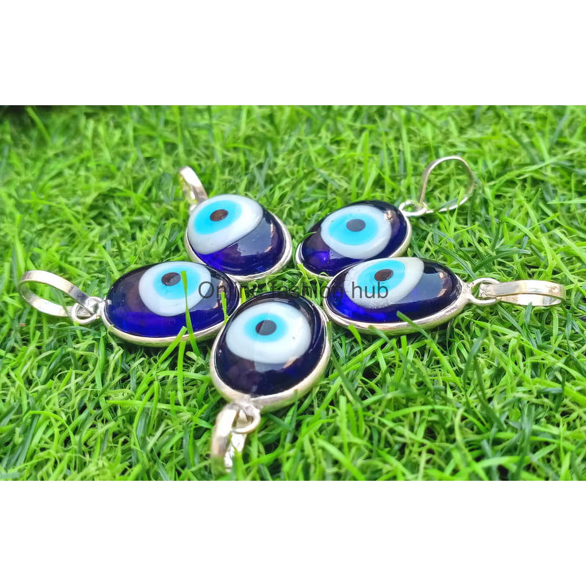 Evil Eye Gemstone 925 Sterling Silver Plated Handmade Pendant 10 pcs