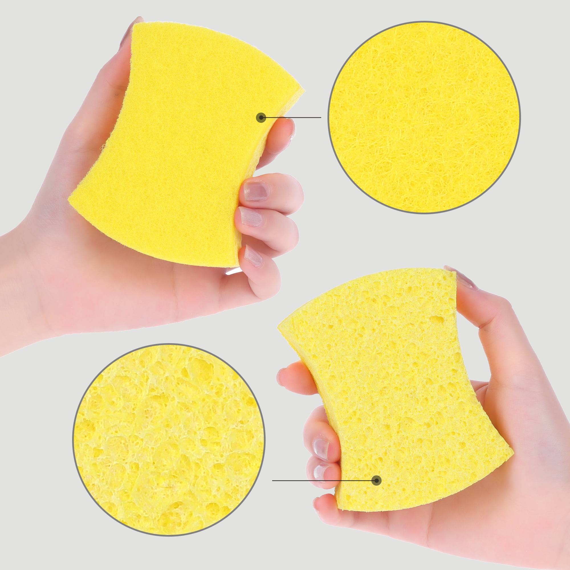 Unique Bargains Kitchen Non-Scratch Sponges Dual Side Sponges Yellow 12 Pcs