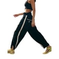 thumbnail image 3 of Women'S Wide Leg Pants Casual Drawstring Elastic Waisted Contrast Color Workout Y2K Track Pants Black XL, 3 of 7