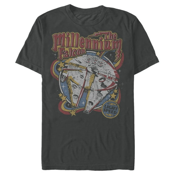 Men's Star Wars The Millennium Falcon Light Speed Graphic Tee Charcoal 2X Large