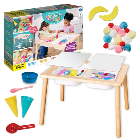 Creativity for Kids Deluxe Sensory Table: Ice Cream Shop, Activity Table for Toddlers Ages 3-5  (Sensory Bins Included), Toddler Sensory Table, Kids Art Table with Sensory Toys