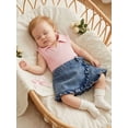 thumbnail image 6 of BemeyourBBs 2Pcs Toddler Baby Girl Summer Clothes Infant Baby Girl Denim Outfit Toddler Cowgirl Outfit Sleeveless Lapel Collar Ribbed Vest Tank Tops and Ruffled Jeans Skirt Denim Skirts Set, 6 of 9