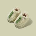 thumbnail image 2 of Otqutp Kids Warm Slippers Fashion Cute Autumn and Winter Boys and Girls Slippers Flat Bottom Round Toe Soft and Comfortable Warm Solid Color Dinosaur Shape(Green,4-4.5 Years), 2 of 7