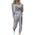 thumbnail image 1 of Pisexur Womens Lounge Set 2 Piece Outfits Long Sleeve Letter Print Blouses Tops Drawstring Pockets Long Pants Track Suits Plus Size Vacation Outfits Sweatsuit Set S-5XL, 1 of 4