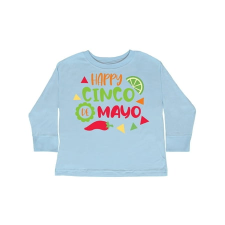 

Inktastic Happy Cinco De Mayo with Lime and Red Pepper Gift Toddler Boy or Toddler Girl Long Sleeve T-Shirt