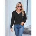 thumbnail image 6 of Womens Dressy Casual Blouse Business Long Sleeve Tops Ruffle V Neck Work Shirt 2025 Black XL, 6 of 8