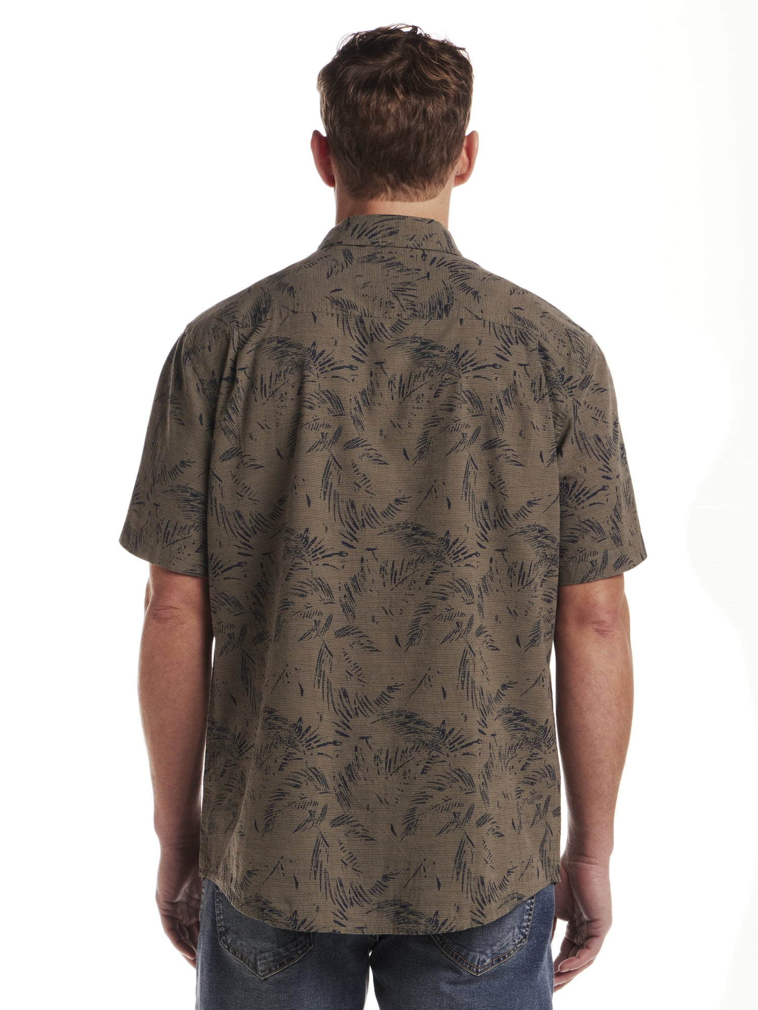 Frontier Threads Men's Short Sleeve Textured Leaf Print