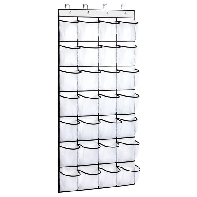 REGELOGO Organizador de zapatos con 28 bolsillos grandes sobre la puerta Zapatero colgante para puerta Soporte organizador de zapatos de gran capacidad con 4 ganchos de metal