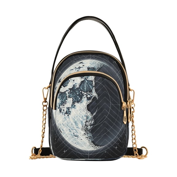 ALAZA Chain Crossbody Bags for Women Fantastic Moon in Form Of Skull Shoulder Handbag Phone Purse