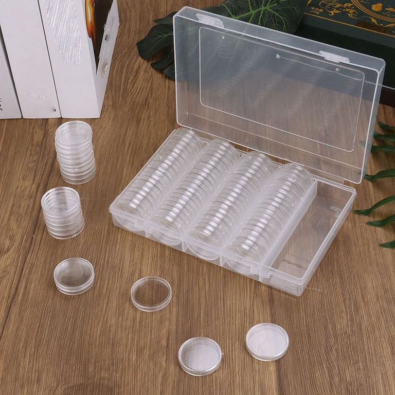 Hard Shell Coin Box For 6 Sizes Premium Coin Storage Box With 129 Clear ...