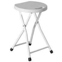 Adult Portable Folding Stool with Handle Compact Chair with Non-Slip Feet, Plastic Seat, and Metal Frame Legs, White