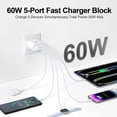 thumbnail image 2 of Cargador Karhood de 60 W con bloque de carga rápida USB-C de 5 puertos, 2 of 7