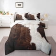 thumbnail image 2 of Brown and White Queen Size Comforter Set Cowhide Cow Print Bedding Set, Milk Cow Down Comforter Wildlife Hair Bed Set, Animal Skin Pattern Quilted Duvet, 2 of 6