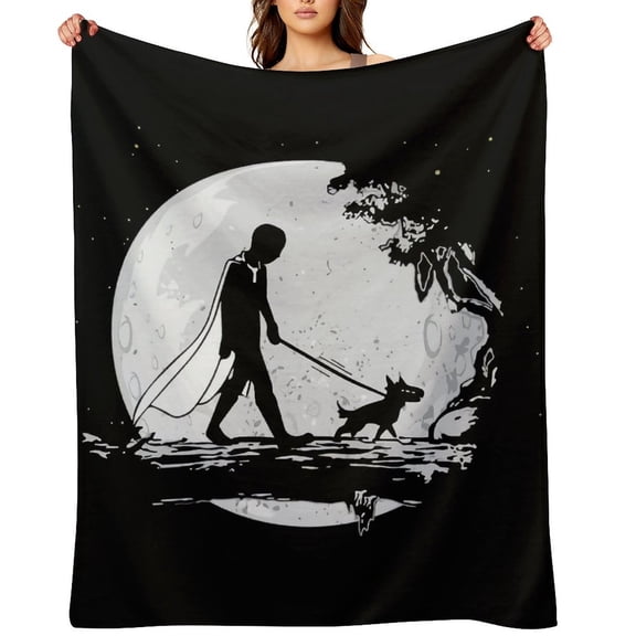 One Punch Man Walking Dog Matata Printed Throw Blanket,Kids Adults Soft Lightweight Flannel Fleece Blanket for Couch Sofa Bed Living Room 40"×50"