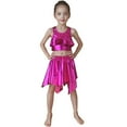 thumbnail image 2 of Teen Dance for Girls Sequin Pink Dance Sleeveless Ruffles Top and Sparkly Skirt Outfit Set Girls Hop Dance Outfit Stage Performance Outerwear 10-12 Years, 2 of 3