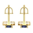 thumbnail image 4 of 1.18Ct Round Cut Halo Studs Blue Sapphire 18K Yellow Solid Solid Gold Everyday Dainty Earrings Screw Back, 4 of 7
