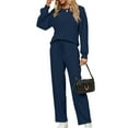 thumbnail image 3 of UVN Pajama Sets for Women Long Sleeve Lounge Set Ribbed Knit Sleepwear 2 Piece Pjs Soft Loungewear with Pockets, 3 of 8