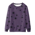 thumbnail image 5 of Purple Womens Fall Tops Women's Star Print Hatless Sweatshirt Long Sleeve Fashion Top Sweatshirt Loose Pullover Top Sweaters for Women, 5 of 5