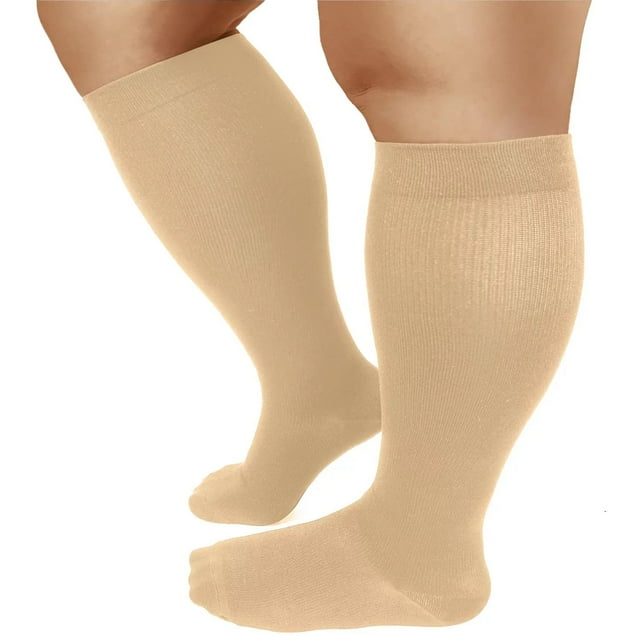 Adakot Plus Size Compression Socks for Women and Men Wide Calf 20-30mmhg Extra Large Knee High Support for Circulation, Plus Size Socks for Nurses, Running, Athletic, Cycling (4XL)