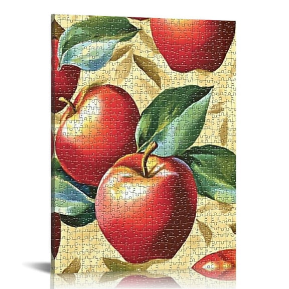 Sheronv Apples Leaves Puzzle Fine Art Aesthetic Canvas Wall Painting for Home Office Decor 12x16 in
