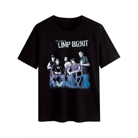 Men's & Women's Black Limp Bizkit Graphic Print Cotton T-Shirt - Regular Fit Short Sleeve Round Neck Casual Tee, Machine Washable All-Season Comfort, Breathable Attire, Band Theme