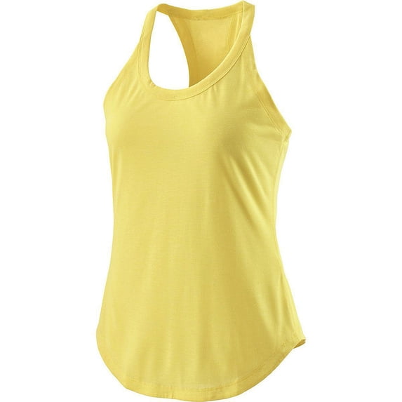 Liweisiy Women's Athletic Racerback Tank Tops Scoop Neck Loose Fit Breathable Sleeveless Shirts Summer Yoga Gym Activewear Yellow M